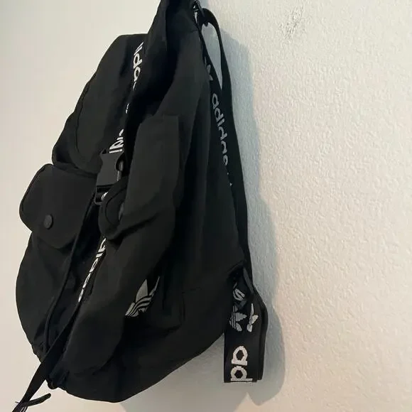 Adidas Originals Black & White Nylon Utility Mini Backpack Sporty "Grab-and-Go" - Picture 5 of 8